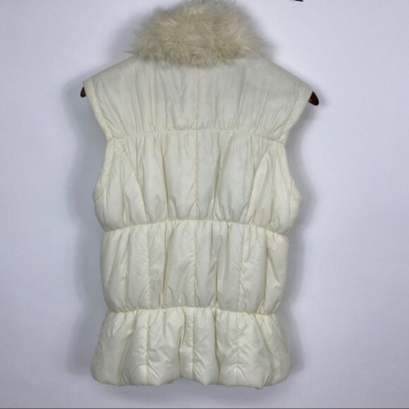 New York and Company Cream Fur Collar Vest Large - Picture 2 of 8